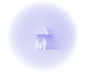 Famille protégée sous un parapluie, illustrant une prévoyance efficace et une protection de la famille contre les aléas de la vie