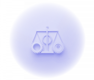 Balance avec des engrenages représentant les produits structurés